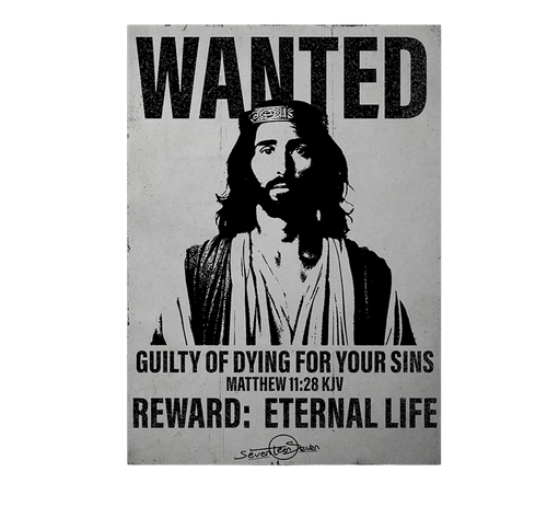 Wanted Jesus Matthew 11:28 Christian wall poster, A3